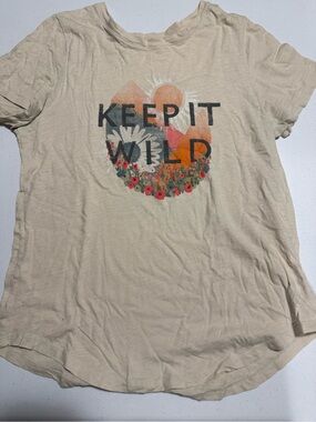 Old Navy Beige 'Keep It Wild' Graphic Tee with Multicolor Print